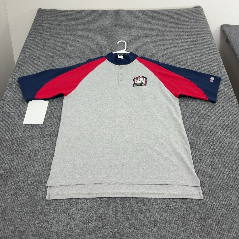 Vintage MLB Majestic Shirt Mens XL Grey Cotton 1999 All Star Game Mock Neck